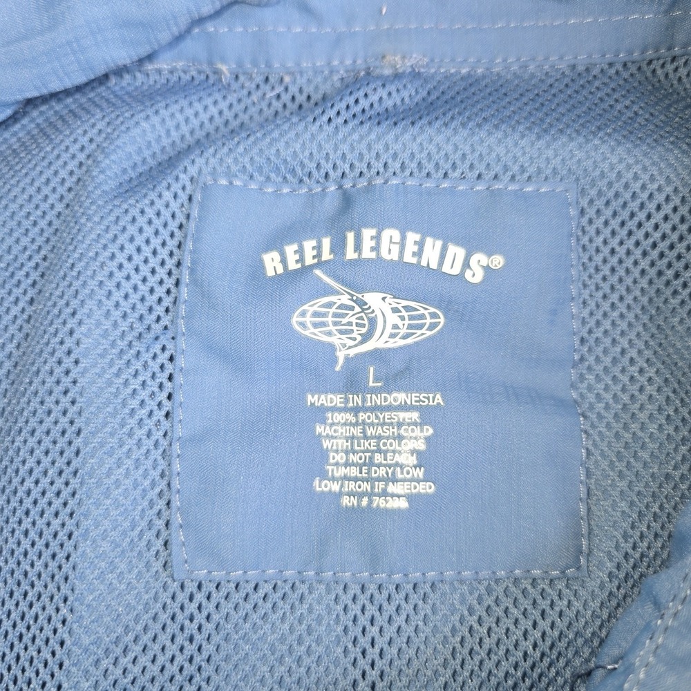 REEL LEGENDS Men's Large Blue Short Sleeve Fishing Shirt Vented -1085 - Picture 4 of 6